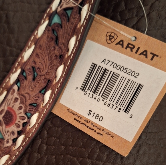 NWT Ariat Monroe brown Tiffany blue leather fringe shoulder bag purse - Picture 6 of 7